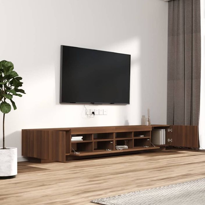 Ensemble de meubles TV avec lumières LED 3 pcs Chêne marron - Photo n°6