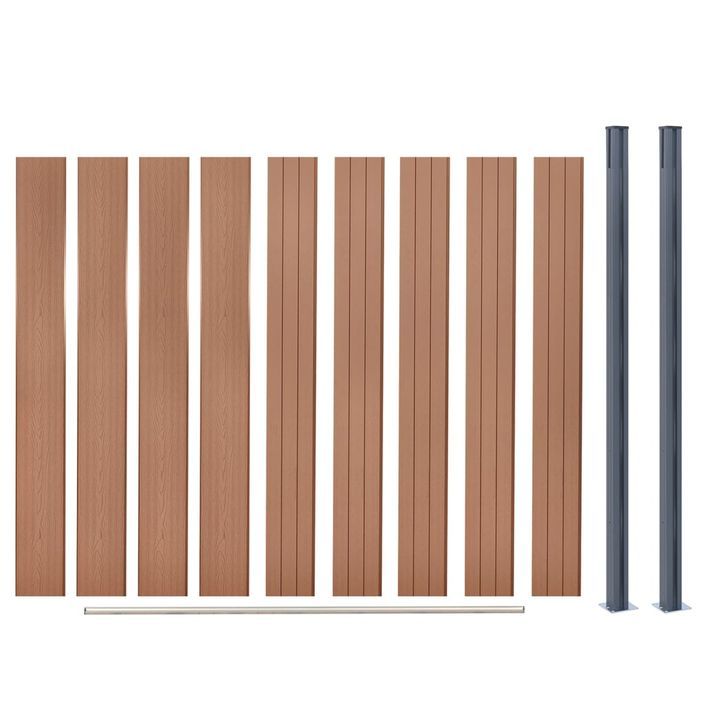 Ensemble de panneaux de clôture marron 180x186 cm WPC - Photo n°7