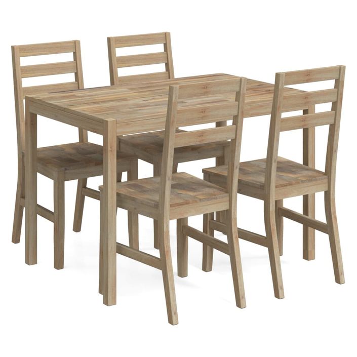 Ensemble de salle à manger 5 pcs Bois d'acacia solide - Photo n°2