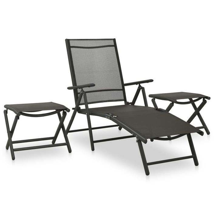 Ensemble de salle à manger de jardin 10 pcs Noir et anthracite - Photo n°4