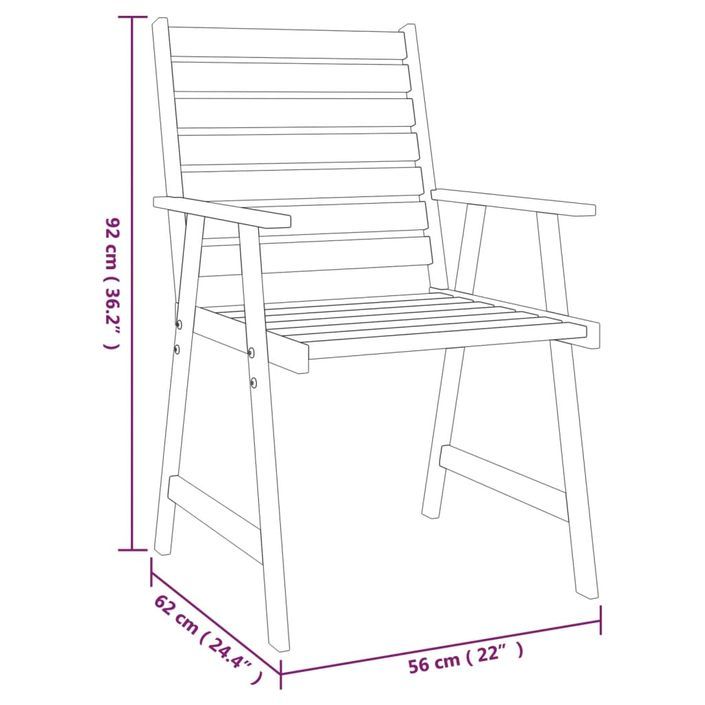 Ensemble de salle à manger de jardin 3 pcs Bois d'acacia solide - Photo n°9