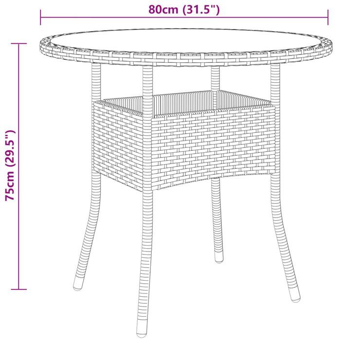 Ensemble de salle à manger de jardin 3 pcs Résine tressée Beige - Photo n°8