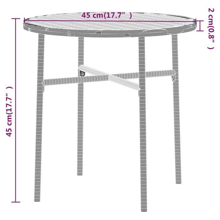 Ensemble de salle à manger de jardin 3 pcs Résine tressée Gris 4 - Photo n°7