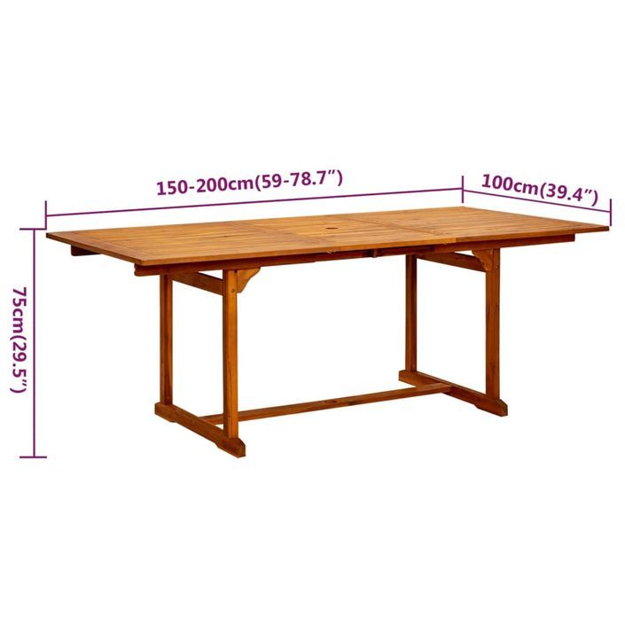 Ensemble de salle à manger de jardin 5 pcs Bois d'acacia massif 3 - Photo n°8