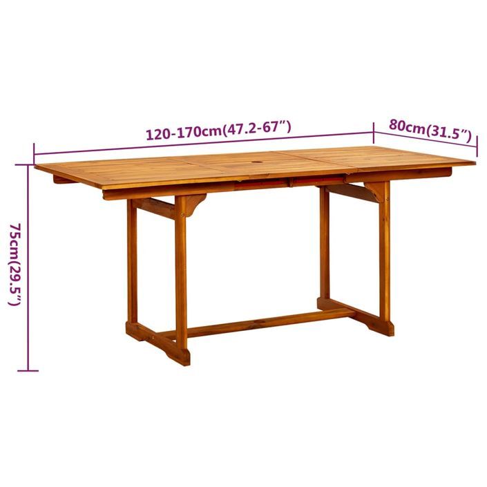 Ensemble de salle à manger de jardin 5 pcs Bois d'acacia massif 2 - Photo n°9