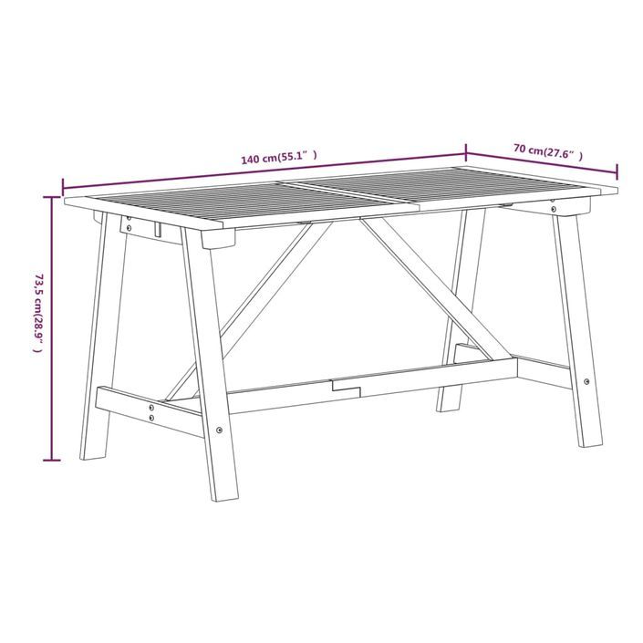 Ensemble de salle à manger de jardin 5 pcs Bois d'acacia solide 3 - Photo n°7