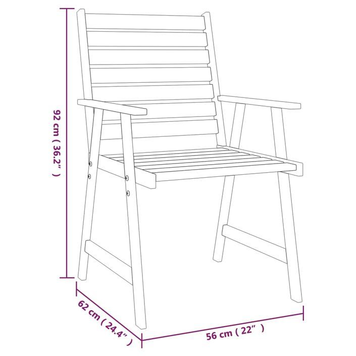 Ensemble de salle à manger de jardin 5 pcs Bois d'acacia solide - Photo n°9