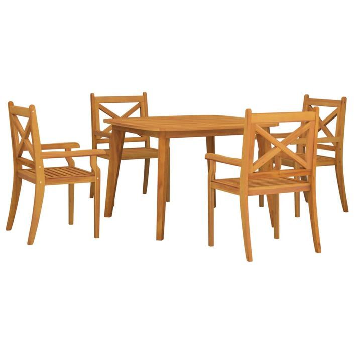 Ensemble de salle à manger de jardin 5 pcs Bois d'acacia solide - Photo n°3