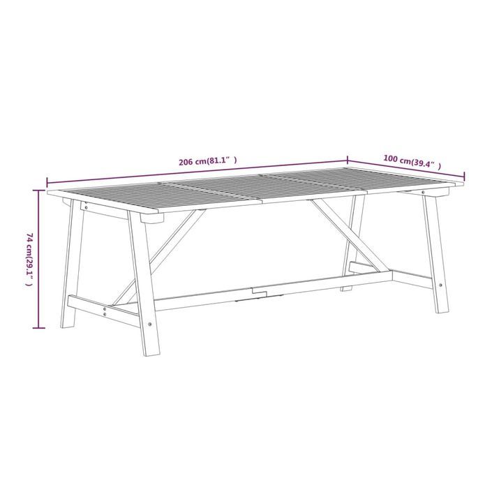 Ensemble de salle à manger de jardin 7 pcs Bois d'acacia solide - Photo n°7