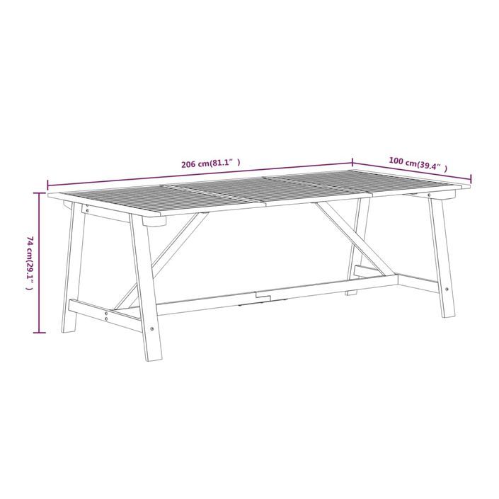 Ensemble de salle à manger de jardin 9 pcs Bois d'acacia solide - Photo n°7