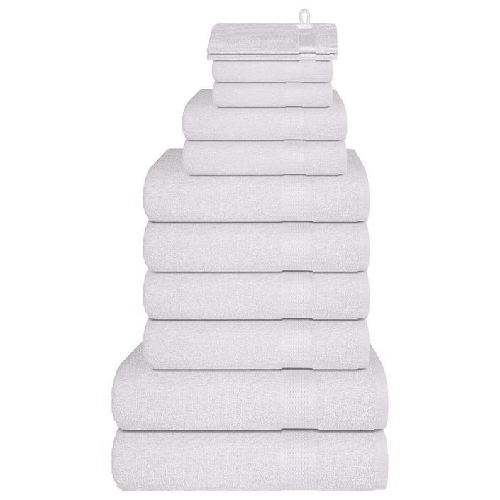 Ensemble de serviettes 12 pcs blanc 360 g/m² 100% coton - Photo n°1