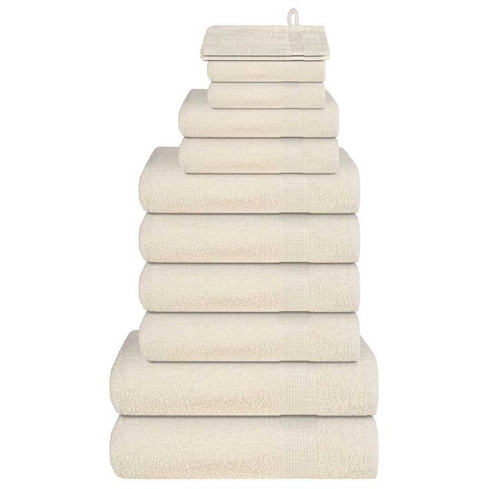 Ensemble de serviettes 12 pcs crème 360 g/m² 100% coton - Photo n°1