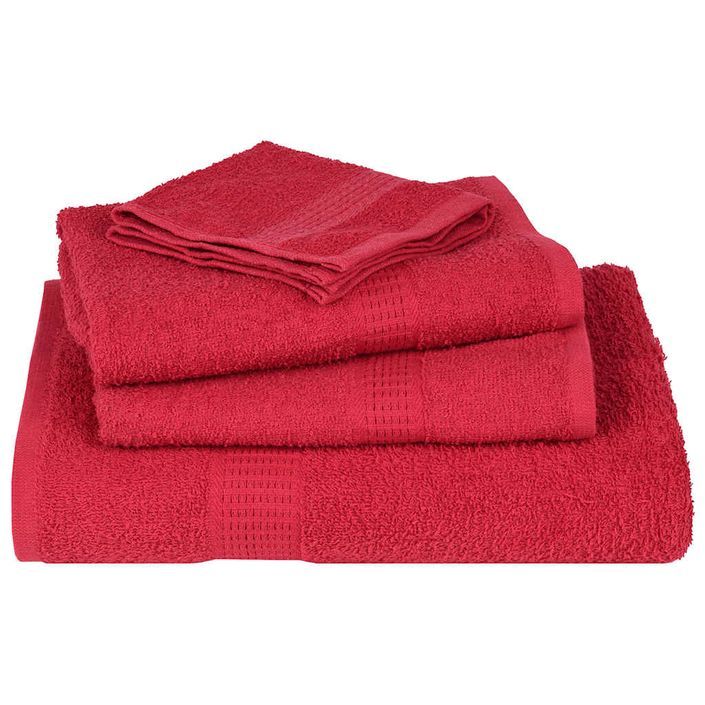 Ensemble de serviettes 12 pcs rouge 360 g/m² 100% coton - Photo n°4