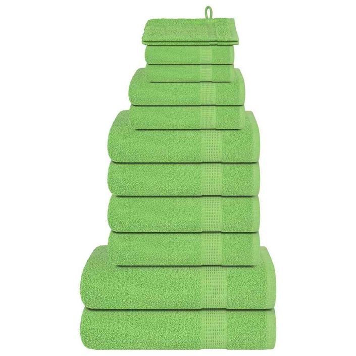 Ensemble de serviettes 12 pcs vert 360 g/m² 100% coton - Photo n°1