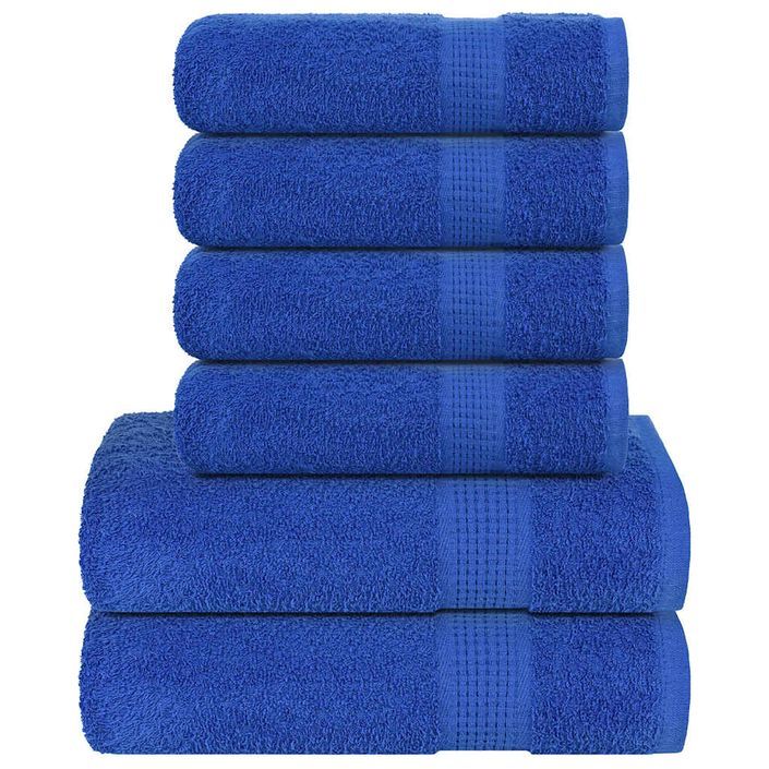 Ensemble de serviettes 6 pcs bleu 360 g/m² 100% coton - Photo n°1