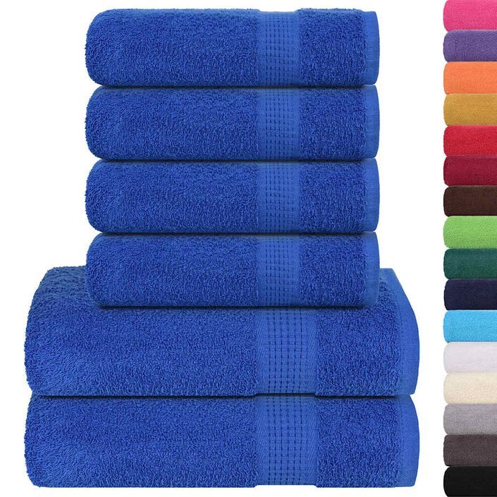 Ensemble de serviettes 6 pcs bleu 360 g/m² 100% coton - Photo n°2