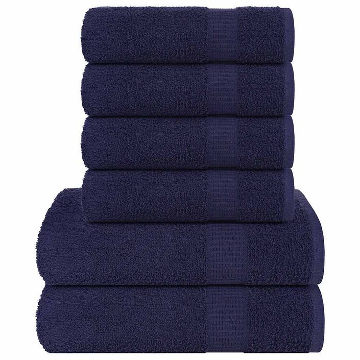 Ensemble de serviettes 6 pcs bleu marine 360 g/m² 100% coton - Photo n°1