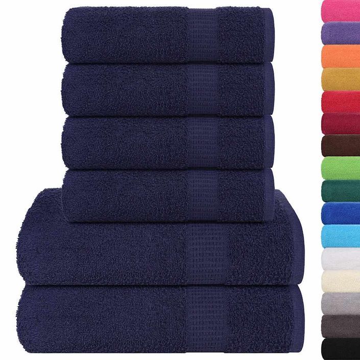 Ensemble de serviettes 6 pcs bleu marine 360 g/m² 100% coton - Photo n°2