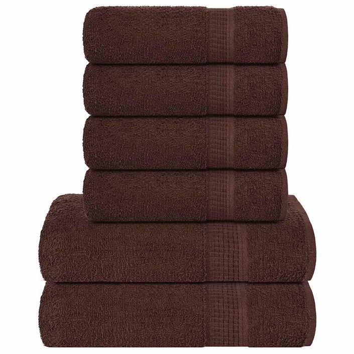 Ensemble de serviettes 6 pcs marron 360 g/m² 100% coton - Photo n°1