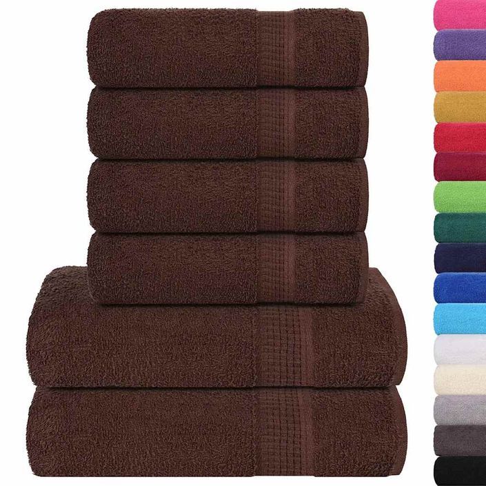 Ensemble de serviettes 6 pcs marron 360 g/m² 100% coton - Photo n°2