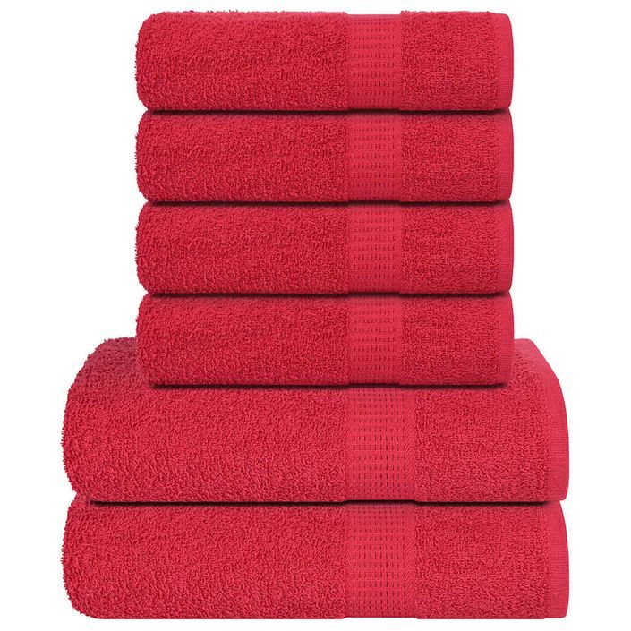 Ensemble de serviettes 6 pcs rouge 360 g/m² 100% coton - Photo n°1