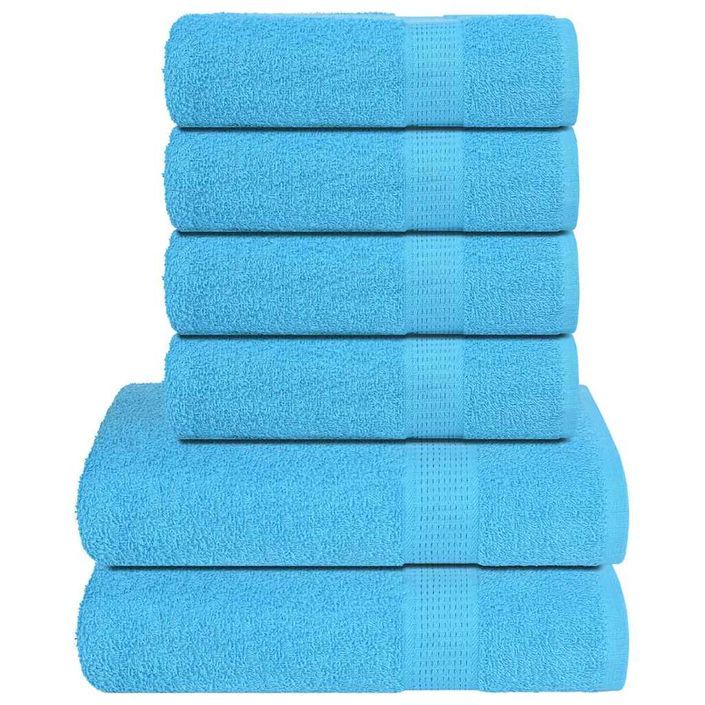 Ensemble de serviettes 6 pcs turquoise 360 g/m² 100% coton - Photo n°1