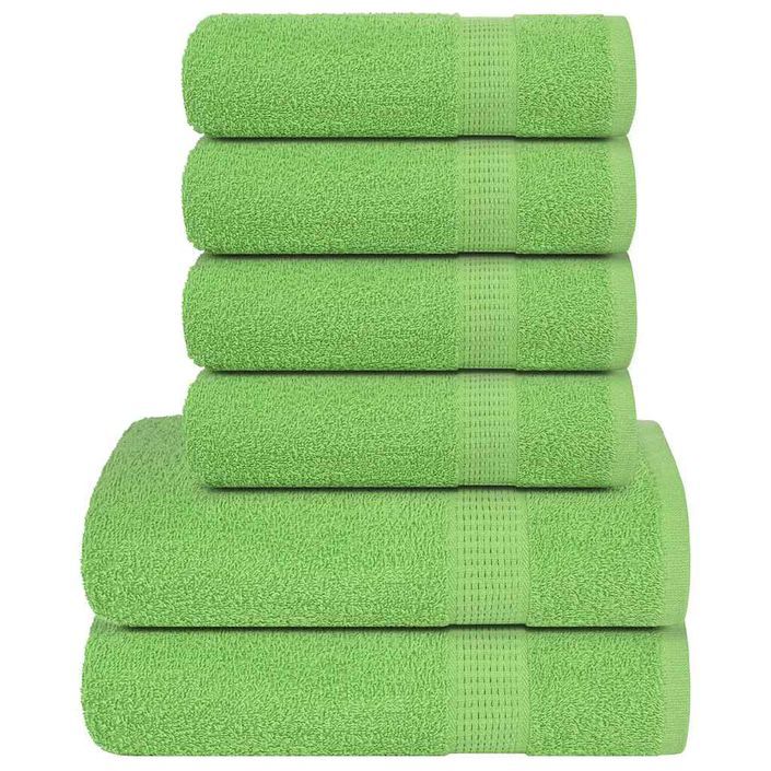 Ensemble de serviettes 6 pcs vert 360 g/m² 100% coton - Photo n°1