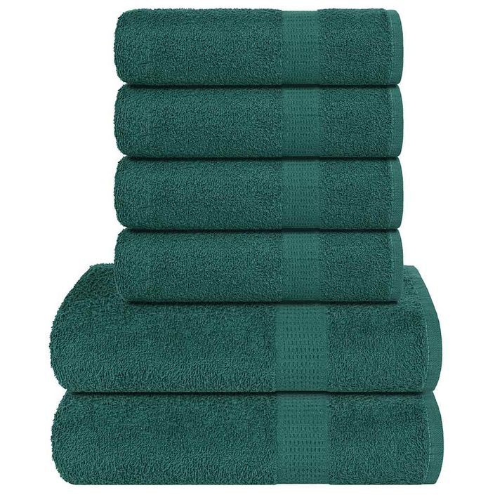 Ensemble de serviettes 6 pcs vert pomme 360 g/m² 100% coton - Photo n°1