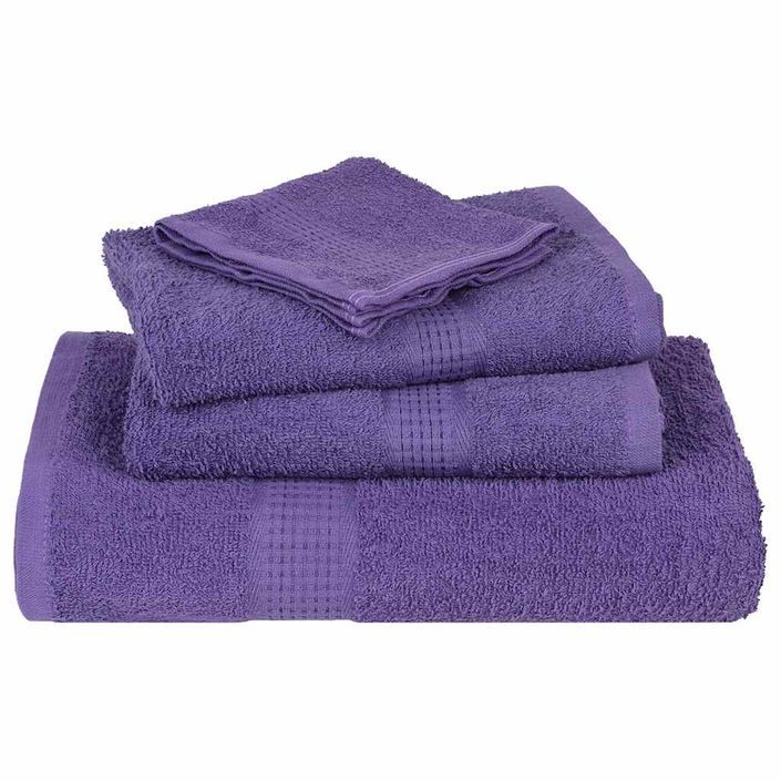 Ensemble de serviettes 6 pcs violet 360 g/m² 100% coton - Photo n°4