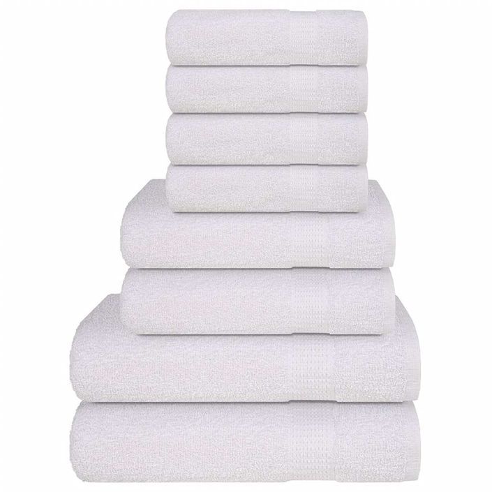 Ensemble de serviettes 8 pcs blanc 360 g/m² 100% coton - Photo n°1