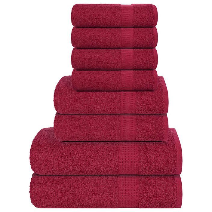 Ensemble de serviettes 8 pcs bordeaux 360 g/m² 100% coton - Photo n°1