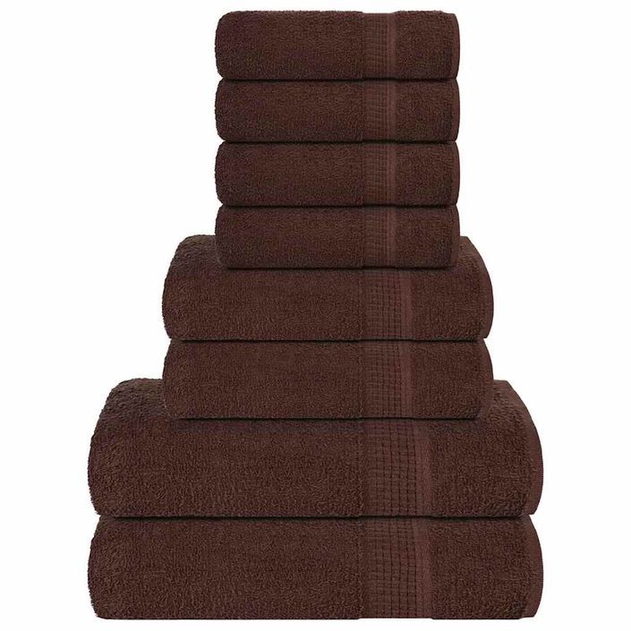 Ensemble de serviettes 8 pcs marron 360 g/m² 100% coton - Photo n°1