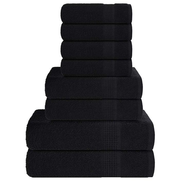 Ensemble de serviettes 8 pcs noir 360 g/m² 100% coton - Photo n°1