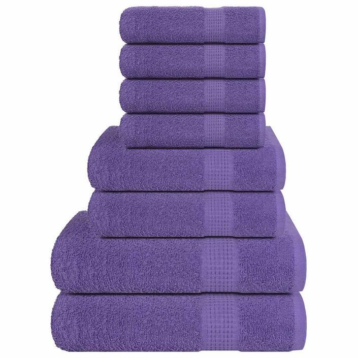 Ensemble de serviettes 8 pcs violet 360 g/m² 100% coton - Photo n°1