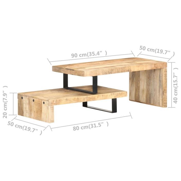 Ensemble de table basse 2 pcs Bois de manguier massif - Photo n°8