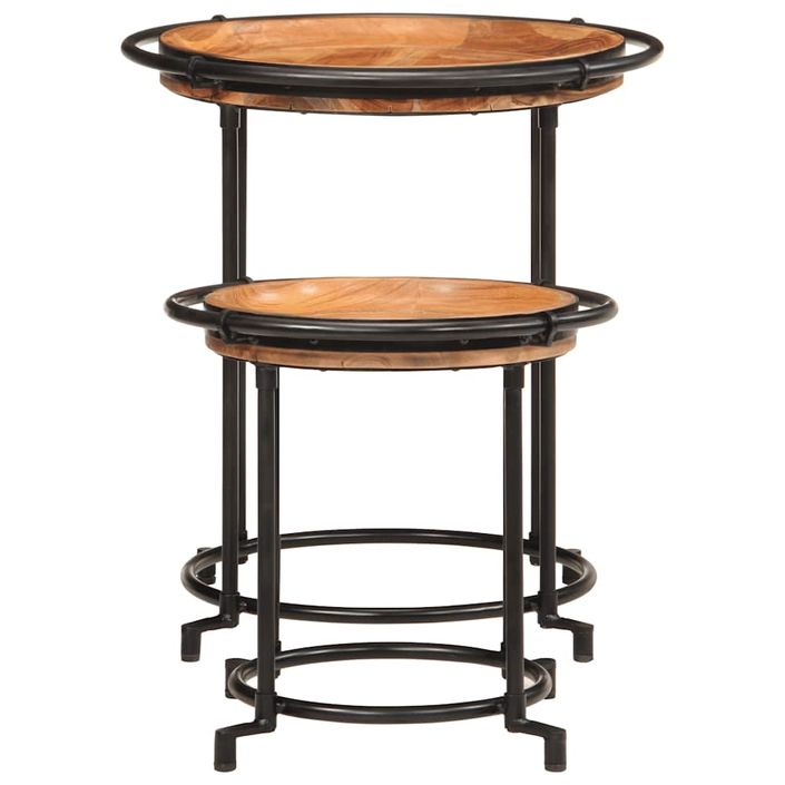 Ensemble de table d'appoint 2 pcs bois massif d'acacia - Photo n°2