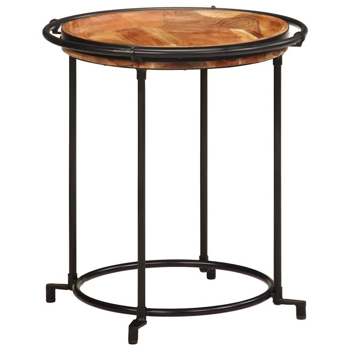 Ensemble de table d'appoint 2 pcs bois massif d'acacia - Photo n°3