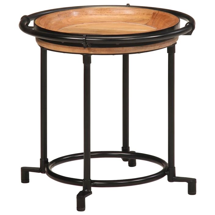 Ensemble de table d'appoint 2 pcs bois massif d'acacia - Photo n°4