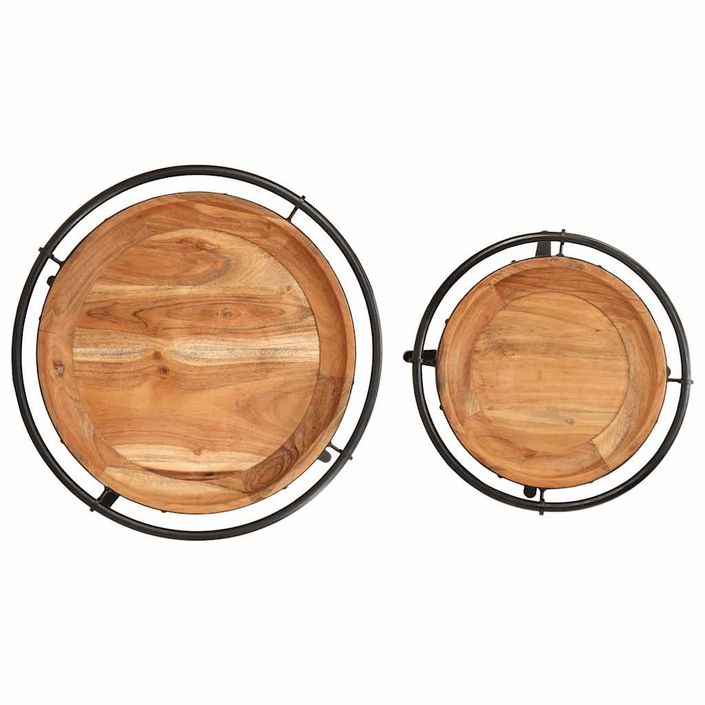 Ensemble de table d'appoint 2 pcs bois massif d'acacia - Photo n°5