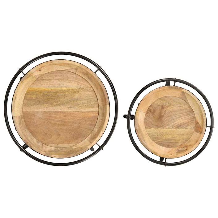 Ensemble de table d'appoint 2 pcs bois massif de manguier - Photo n°5