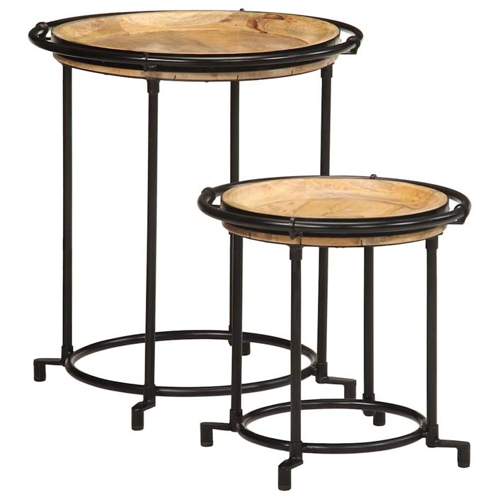 Ensemble de table d'appoint 2 pcs bois massif de manguier - Photo n°11