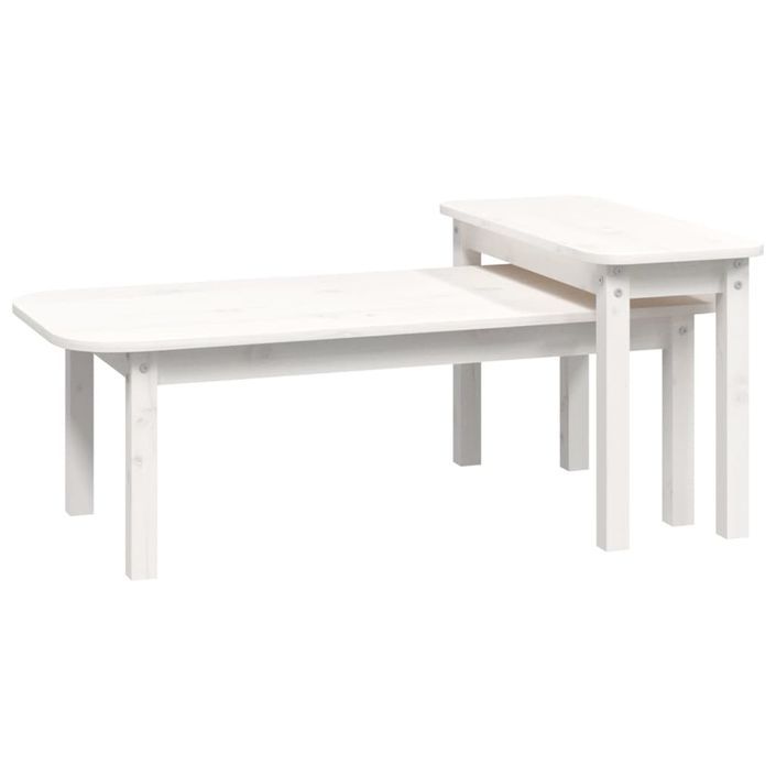 Ensemble de tables basses 2 pcs Blanc Bois massif de pin - Photo n°1