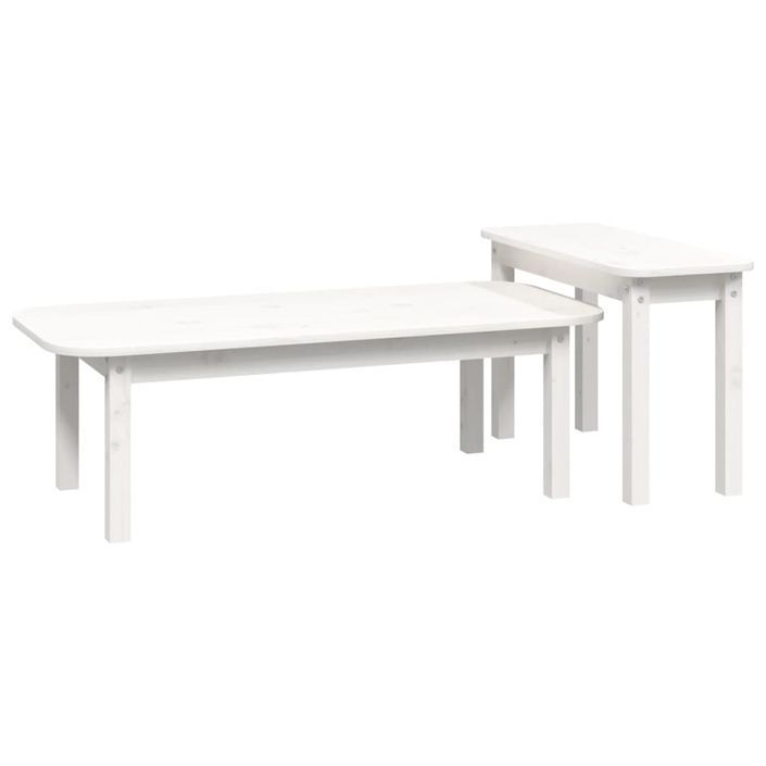 Ensemble de tables basses 2 pcs Blanc Bois massif de pin - Photo n°5