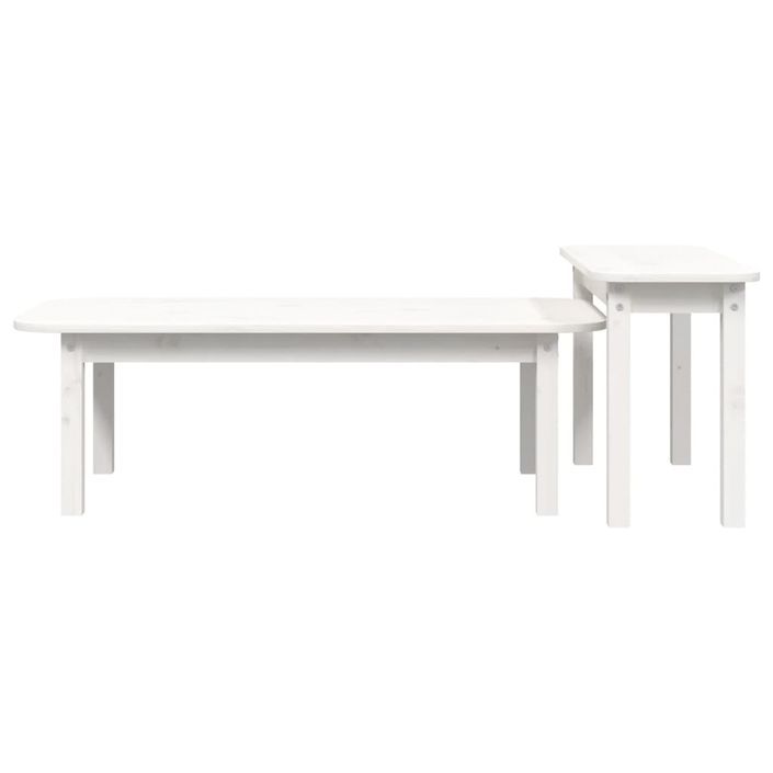 Ensemble de tables basses 2 pcs Blanc Bois massif de pin - Photo n°6