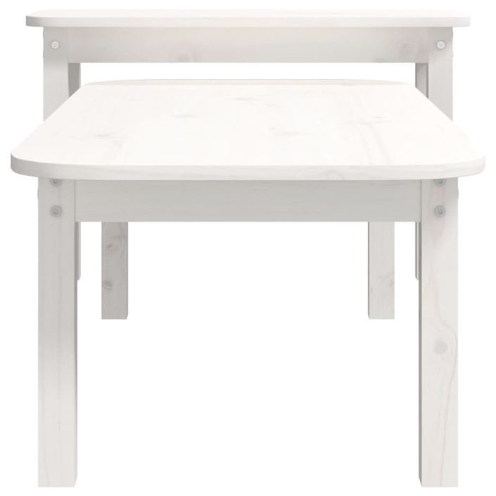 Ensemble de tables basses 2 pcs Blanc Bois massif de pin - Photo n°7