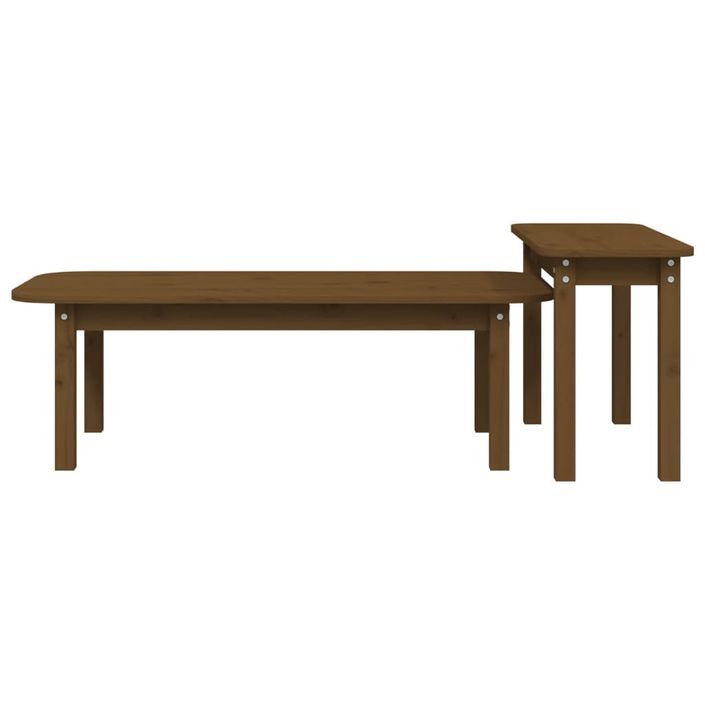 Ensemble de tables basses 2 pcs Marron miel Bois massif de pin - Photo n°6