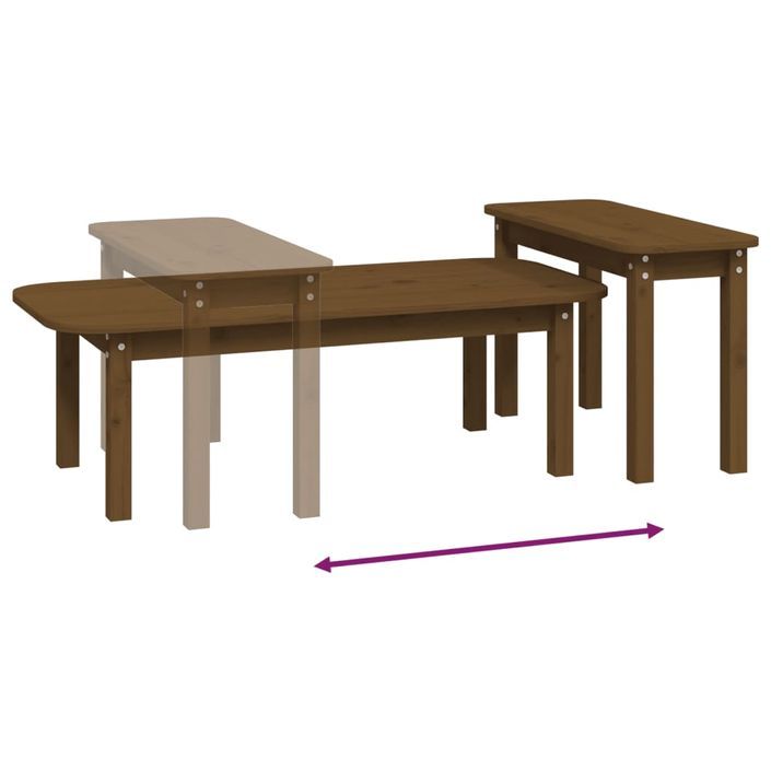 Ensemble de tables basses 2 pcs Marron miel Bois massif de pin - Photo n°8