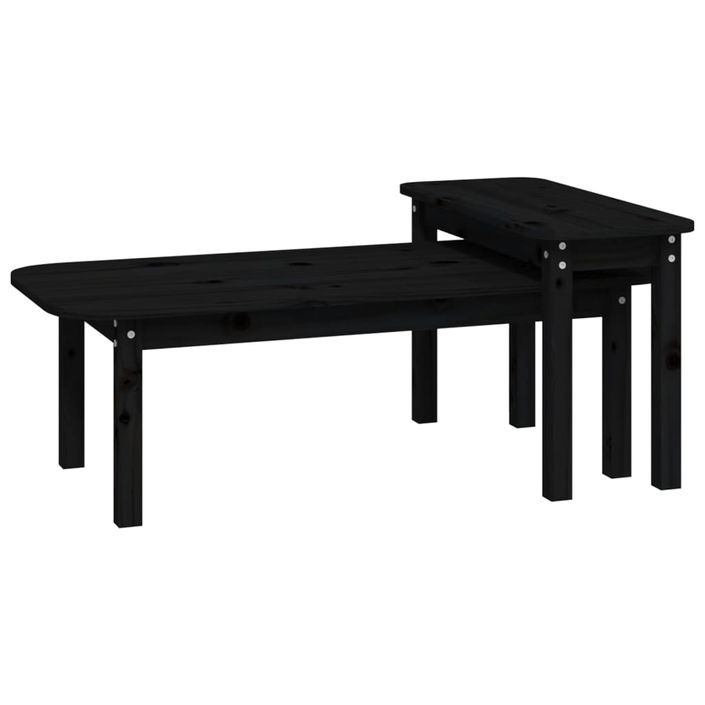 Ensemble de tables basses 2 pcs Noir Bois massif de pin - Photo n°1