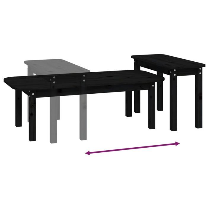 Ensemble de tables basses 2 pcs Noir Bois massif de pin - Photo n°8