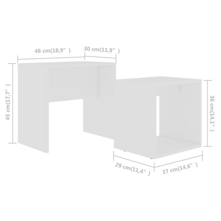 Ensemble de tables basses Blanc 48x30x45 cm - Photo n°6